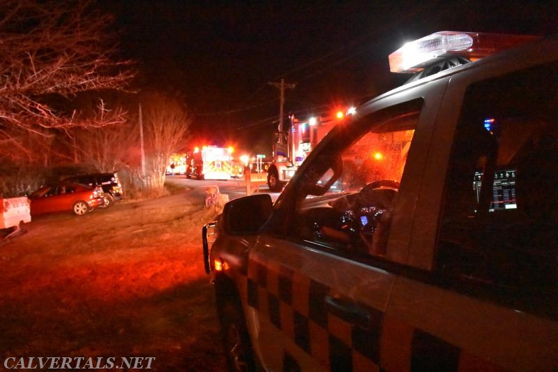 Medic 102 on the scene of a house fire in lusby 